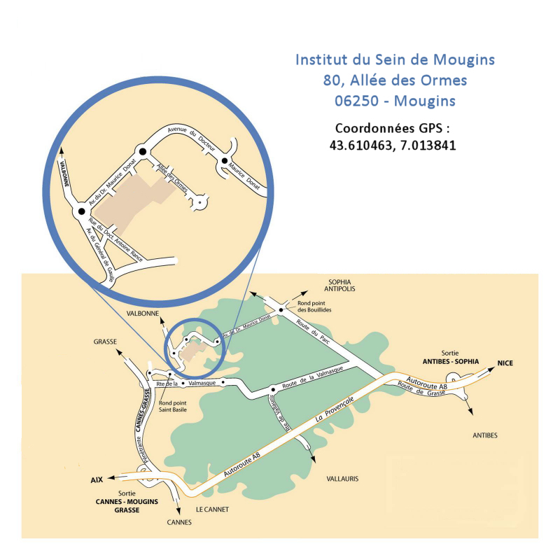 plan d'accès Institut du Sein de Mougins